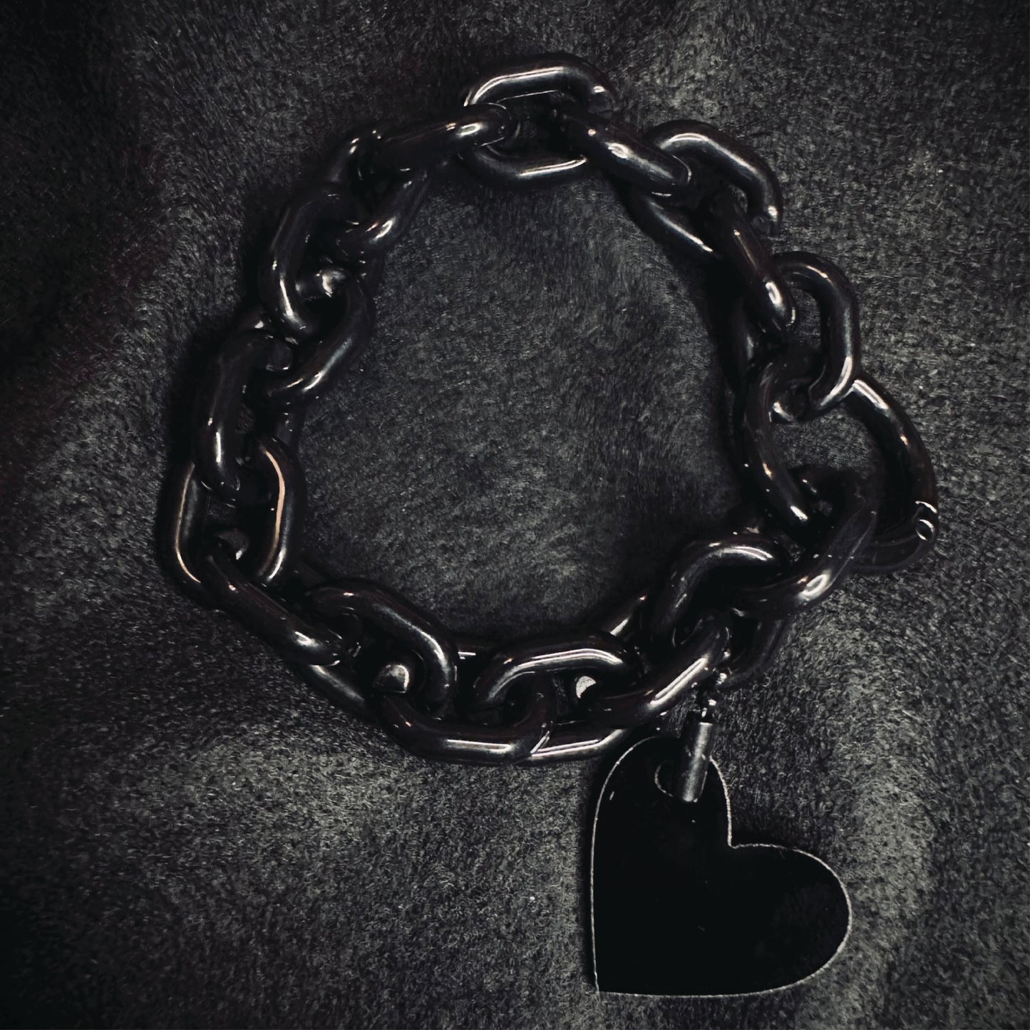 Chunky Black Heart Chain Bracelet