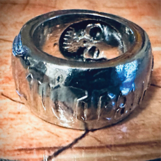 Til Death Do Us Part Engraved Skull Ring