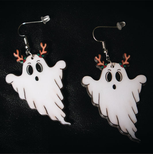 Antler Christmas Ghost Earrings