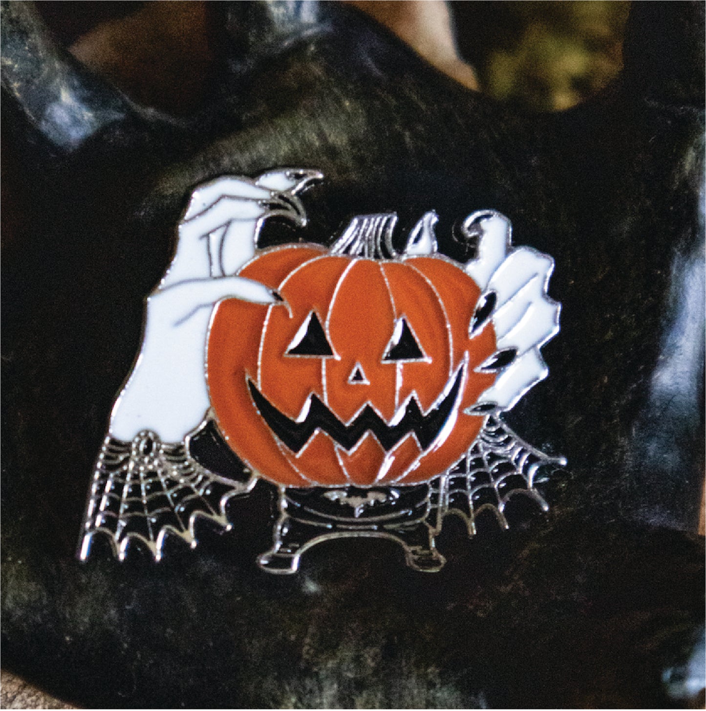 Pumpkin Witch Brooch Pin