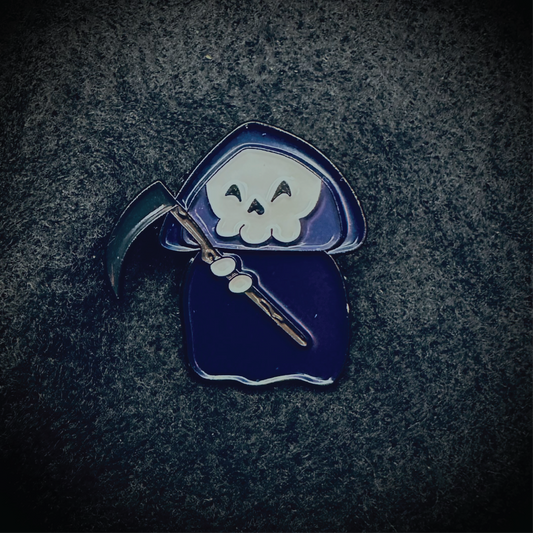 Grim Reaper Enamel Brooch Pin