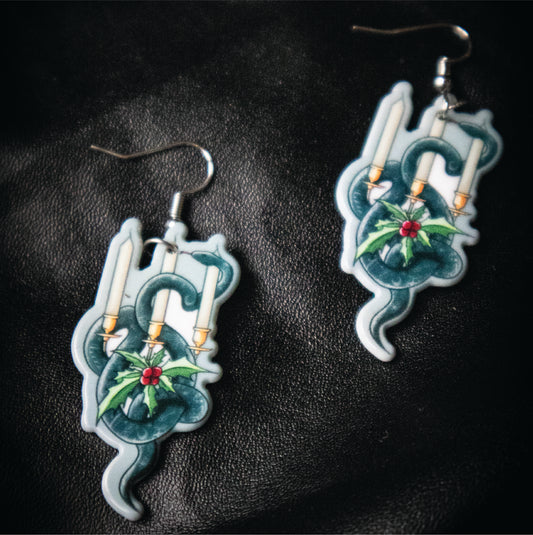 Christmas Candle Snake Earrings