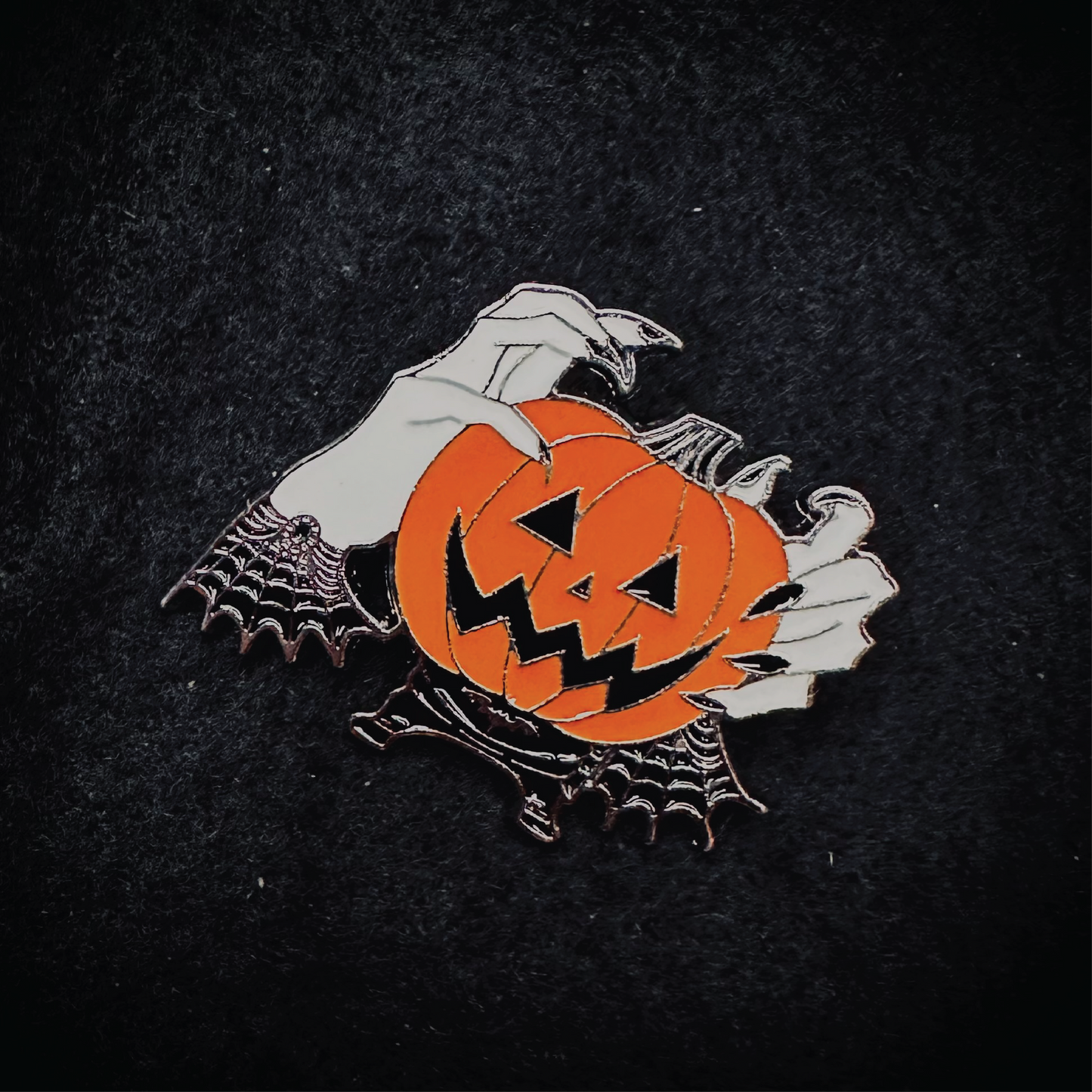 Pumpkin Witch Brooch Pin